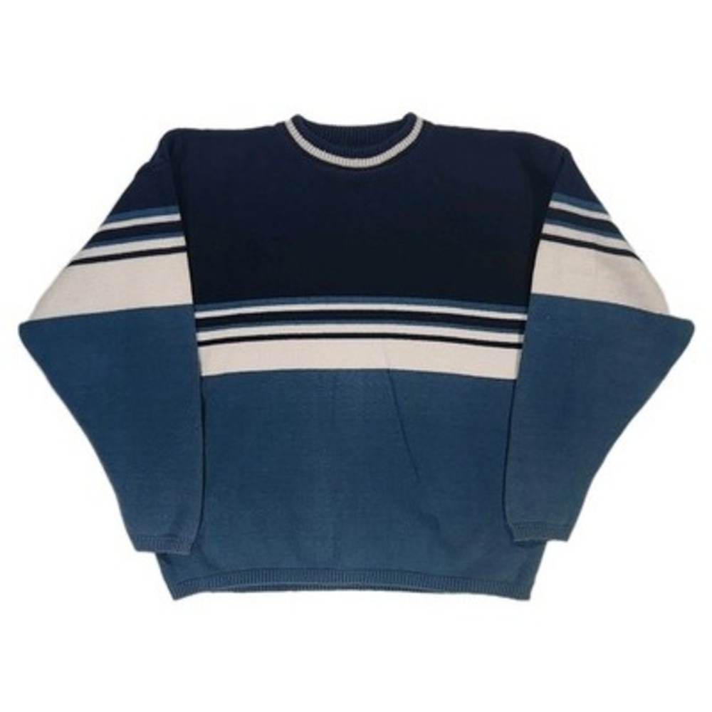 Peconic Bay Traders 90s Striped Cotton Pullover Sweater L Nautical Preppy USA